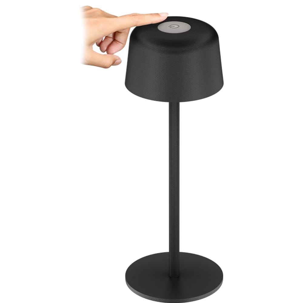 Trådlös LED bordslampa 25 cm / touchkontroll / dimbar / 150 lm / 3000 K / uppladdningsbar / IP44 - Svart