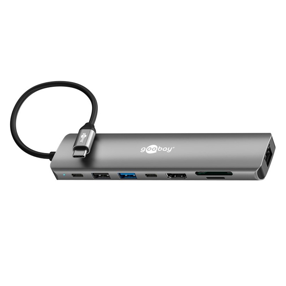 Goobay USB-Hubb med USB, USB-C, HDMI och RJ45 / USB-C hub 8 portar