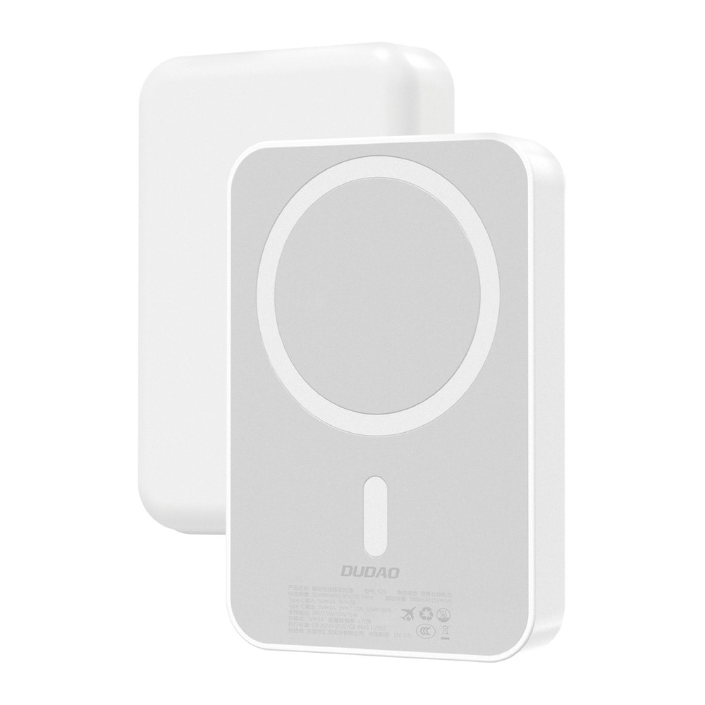 Dudao Powerbank 10000mAh 20W med USB, USB-C och MagSafe - Vit