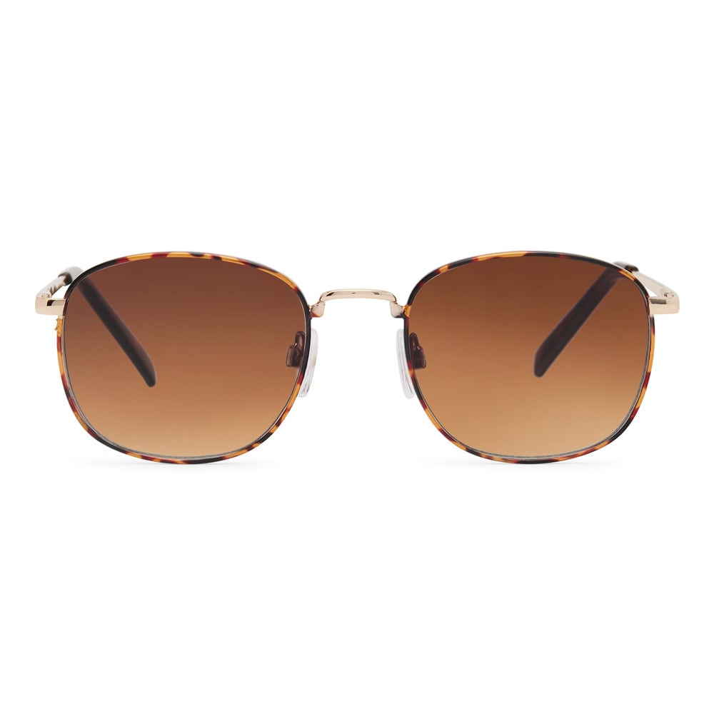 Solglasögon guld med brun lins / solglasögon UV-skydd / unisex solglasögon
