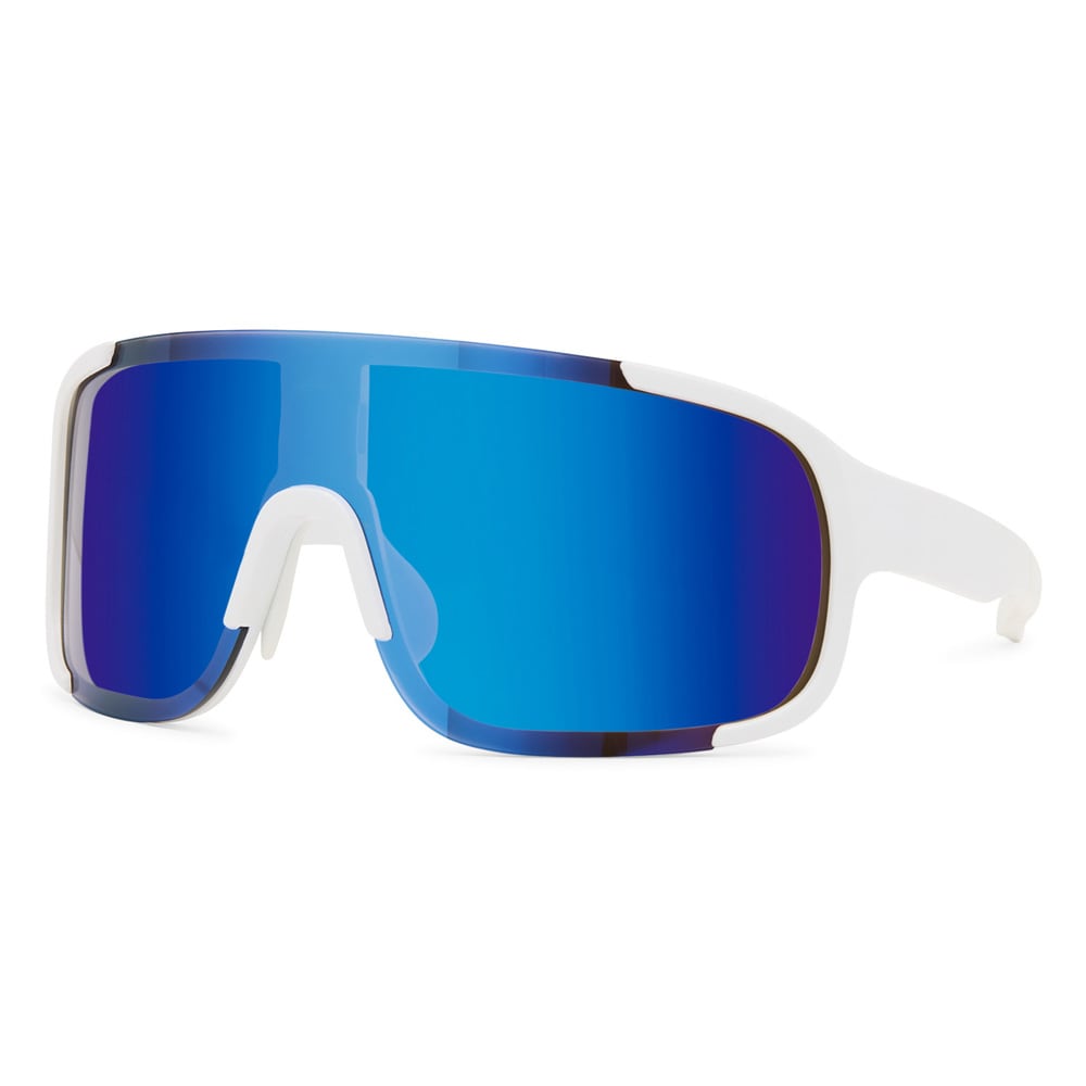 Sportiga solglasögon vita med blå lins / sportsolglasögon / cykelglasögon