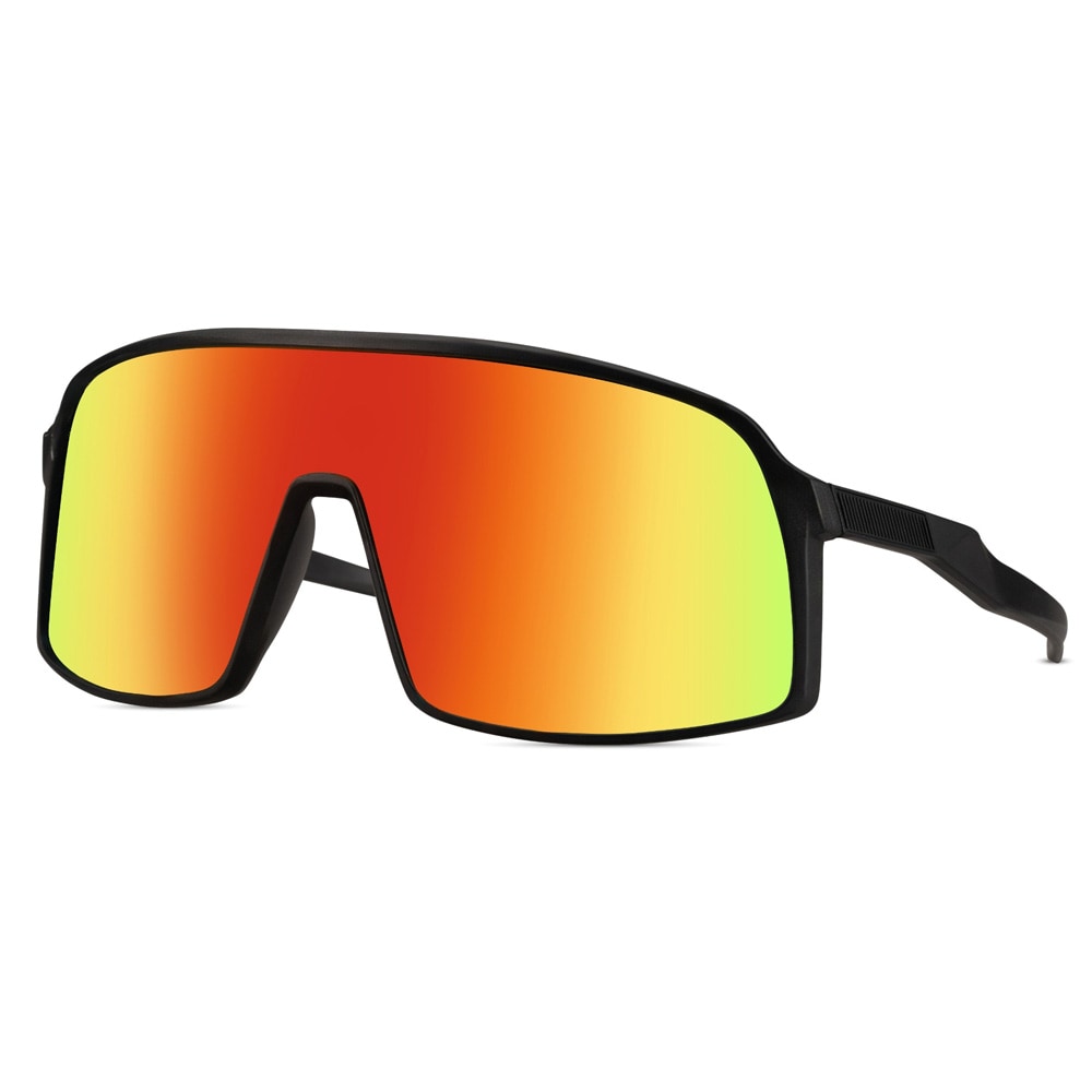 Sportiga solglasögon för barn svarta med röd lins / UV-skydd solglasögon barn / sport solglasögon barn