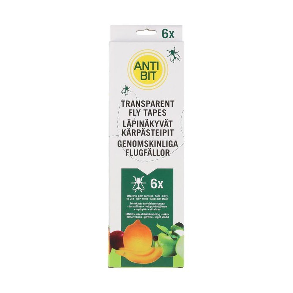 6-pack flugpapper - genomskinligt / flugfälla tejp / flugpapper transparent / klisterfälla flugor