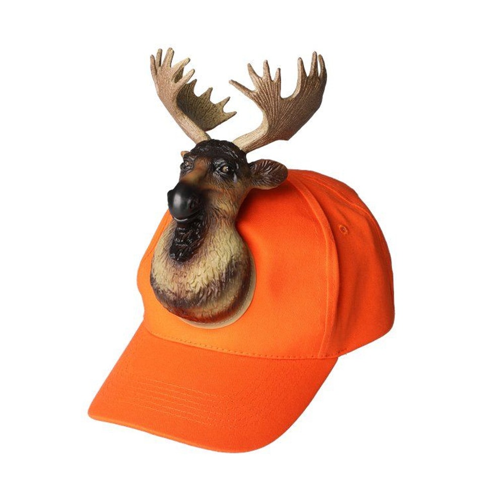 Keps med älg - orange / keps med djurmotiv / keps 3D figur / rolig keps jakt och festival