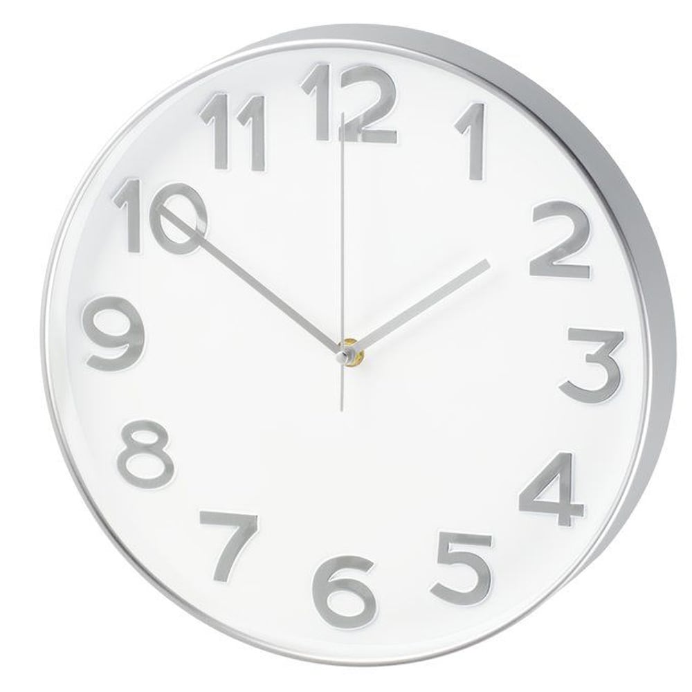 Väggklocka Reims 30 cm - vit/silver / väggklocka tyst / modern väggklocka / designklocka vägg