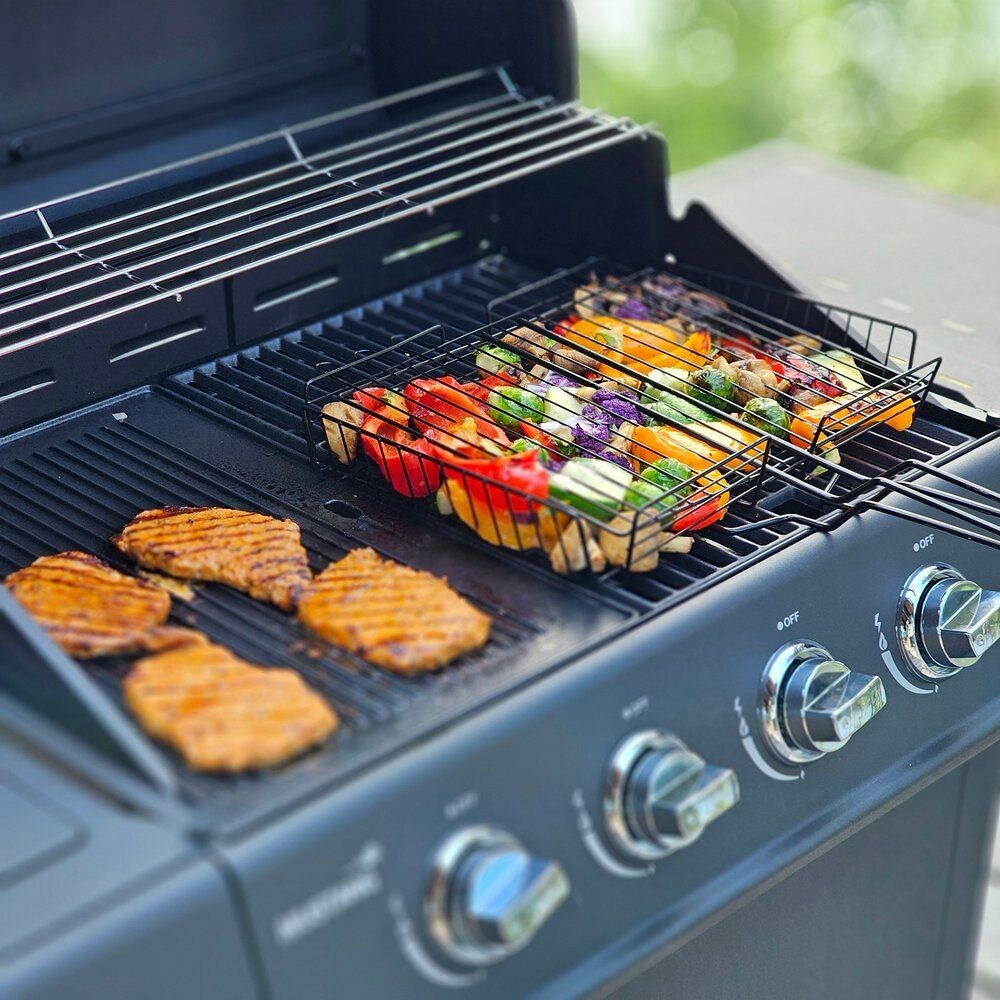 Mustang grillkorg 25 x 32 cm / grillkorg i rostfritt stål / grillkorg för grönsaker