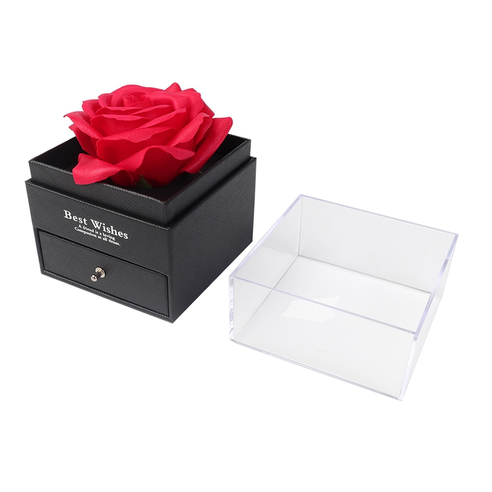 Presentbox med vacker ros / presentask med ros / smyckesask med ros