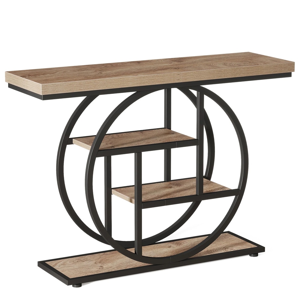 Konsolbord 105 cm - Brun / smalt konsolbord / hallbord med hyllor