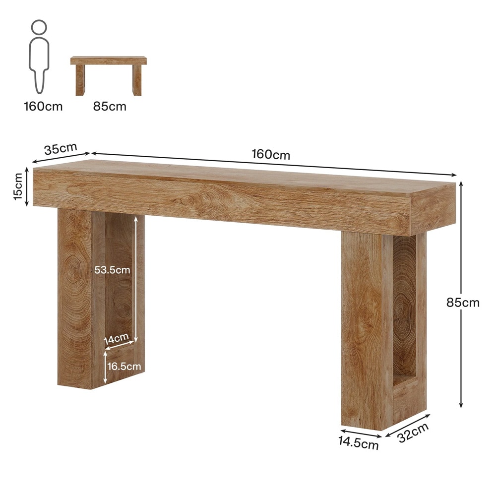 Konsolbord i trä 160 cm - brun / långt konsolbord / avlastningsbord i trä
