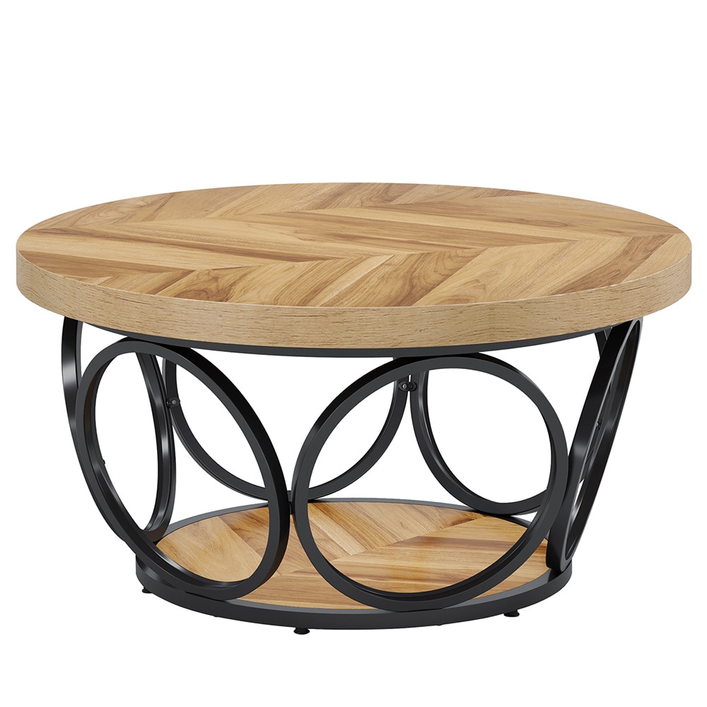 Runt soffbord i trä och metall 80cm / soffbord runt / vardagsrumsbord / coffee table