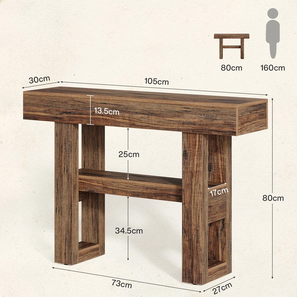 Konsolbord i trä 105cm - Brun / hallbord / avlastningsbord / sidobord