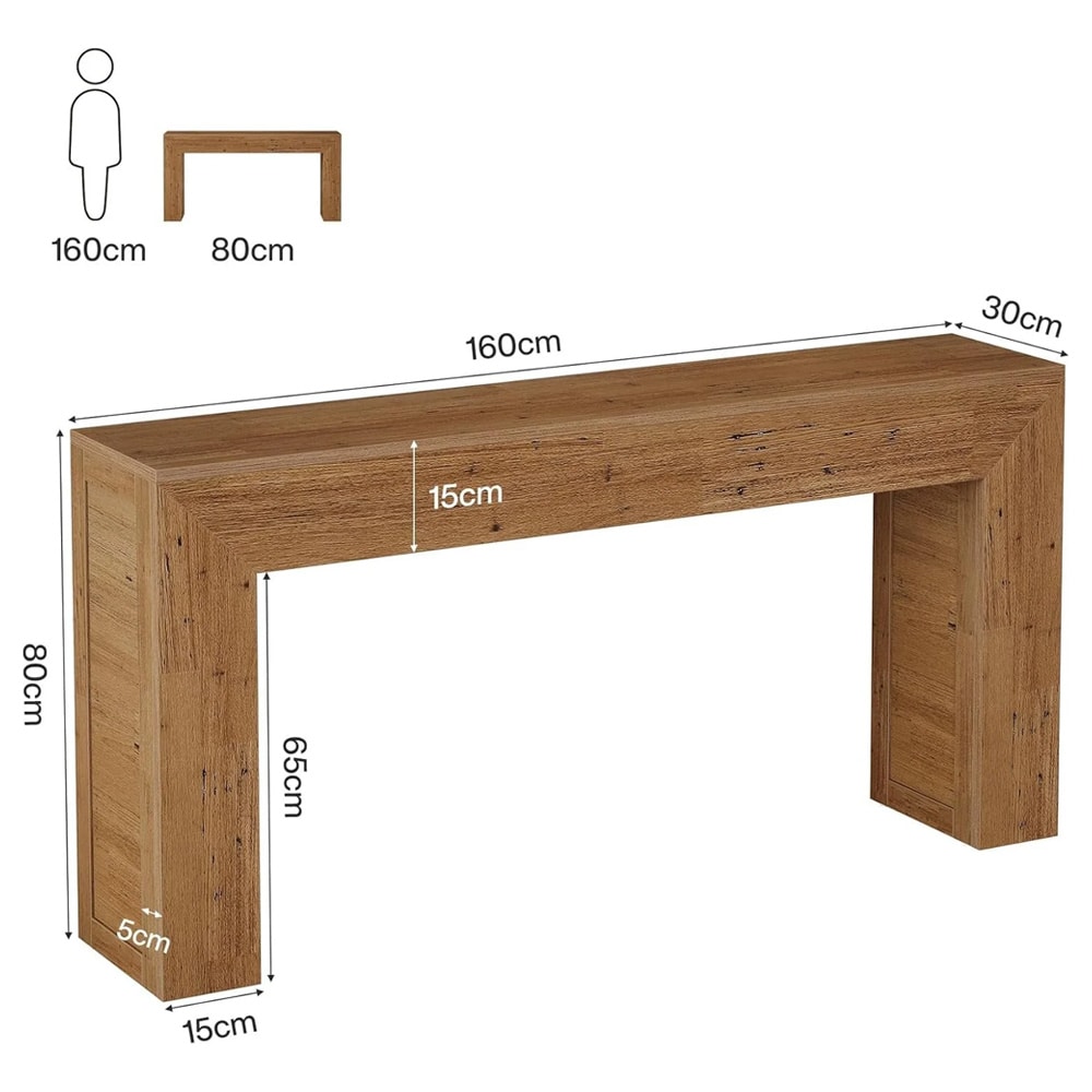 Konsolbord i trä 160cm - Ljusbrun / hallbord / avlastningsbord / sidobord