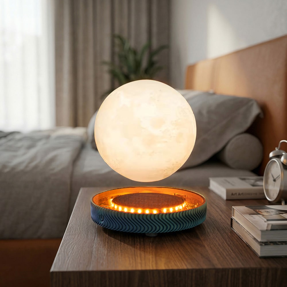 Magnetisk svävande månlampa / leviterande lampa med touchstyrning / nattlampa med 3 färgtemperaturer