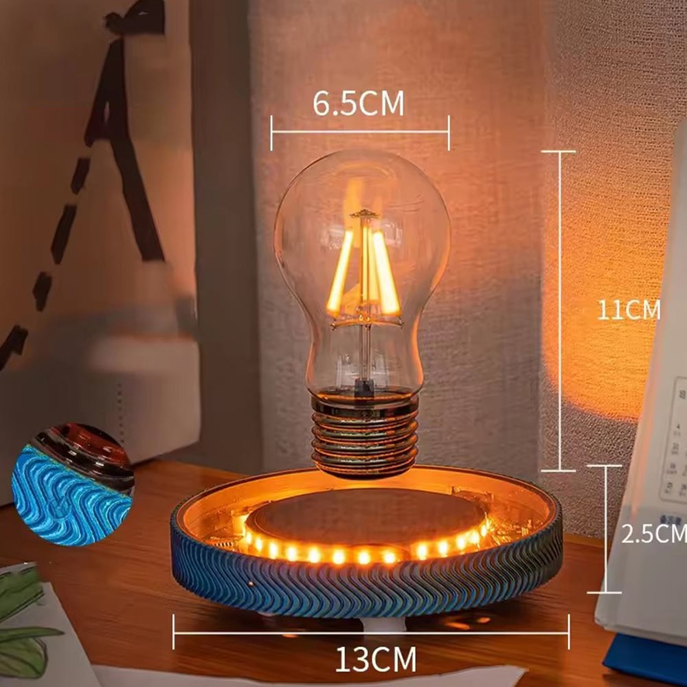 Magnetisk svävande bordslampa - glödlampa / leviterande lampa med touchstyrning / nattlampa med varmt ljus