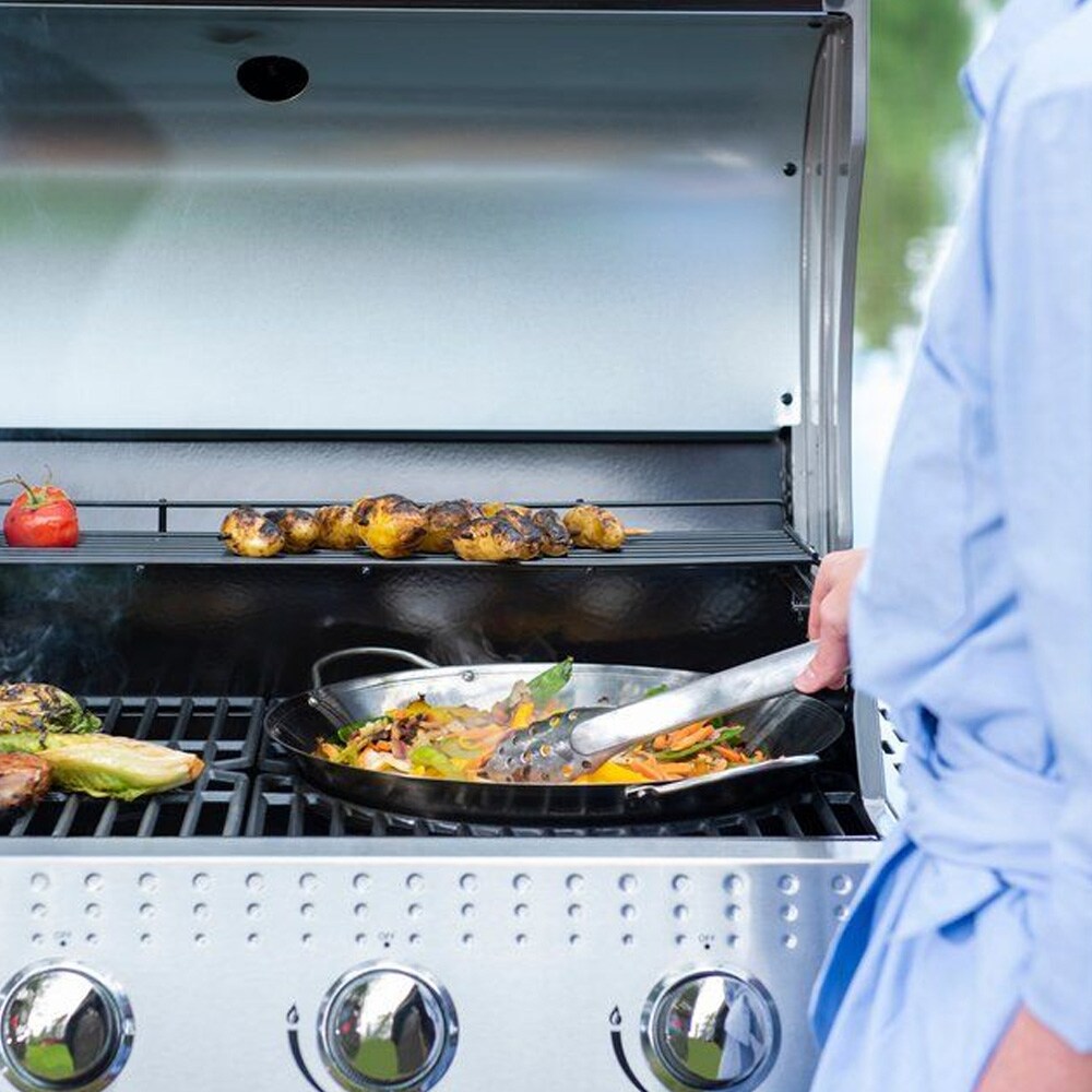 Mustang paellapanna i rostfritt stål 36 cm / paellapanna grill / stekpanna rostfritt