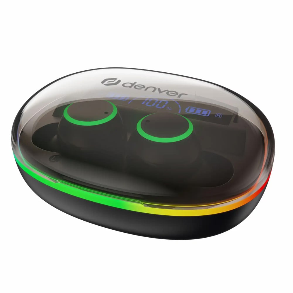 Denver TWE-55B TWS Headset med LED - Svart