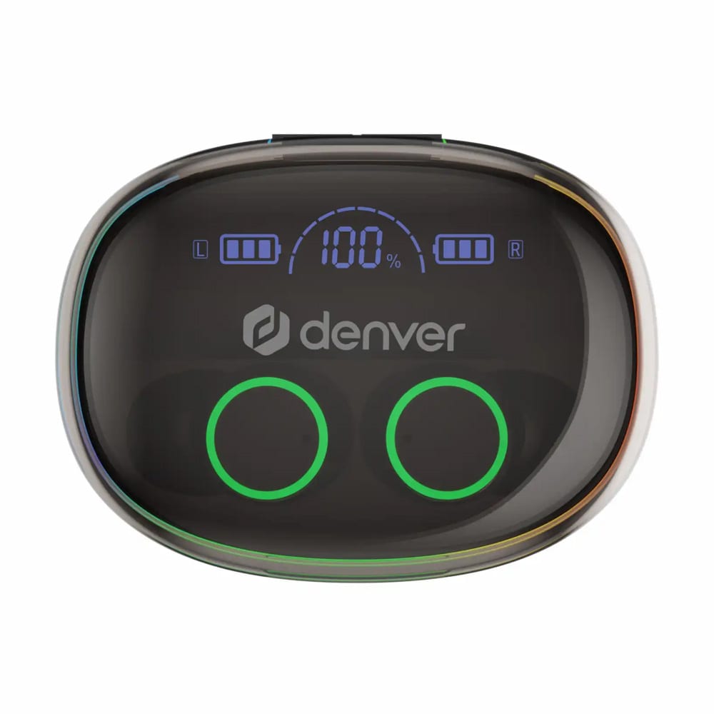 Denver TWE-55B TWS Headset med LED - Svart