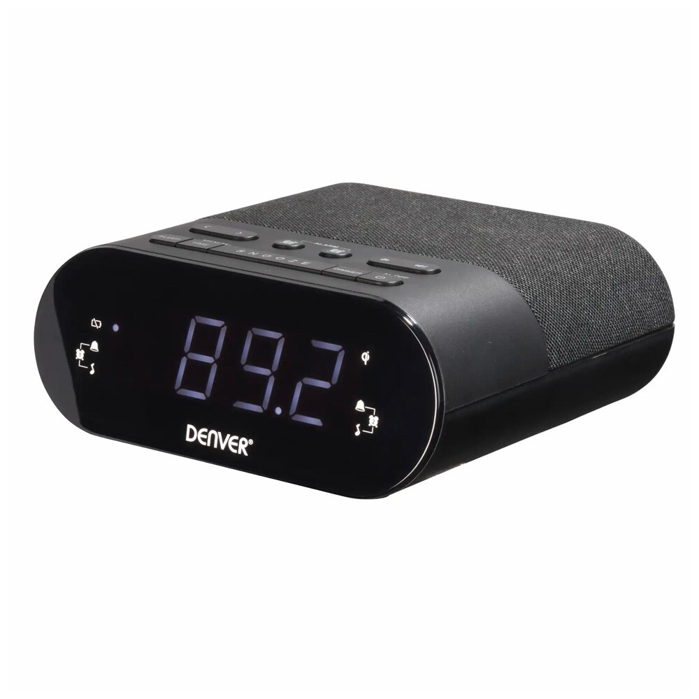 Denver CRQ-107 klockradio med trådlös laddning / väckarklocka med radio / alarmklocka Qi
