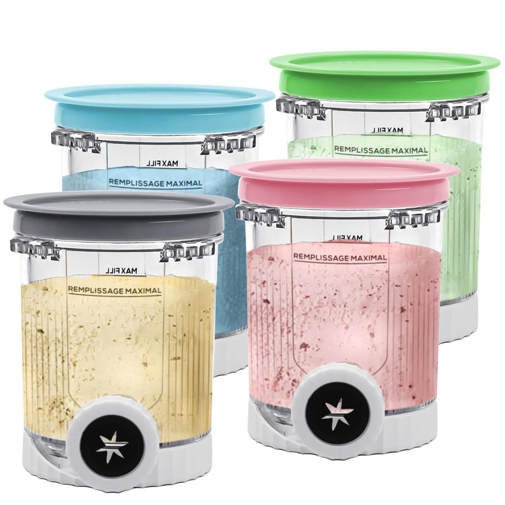 4-pack Glasbehållare med färgade lock till Ninja NC700 / NC701 / extra glasskoppar