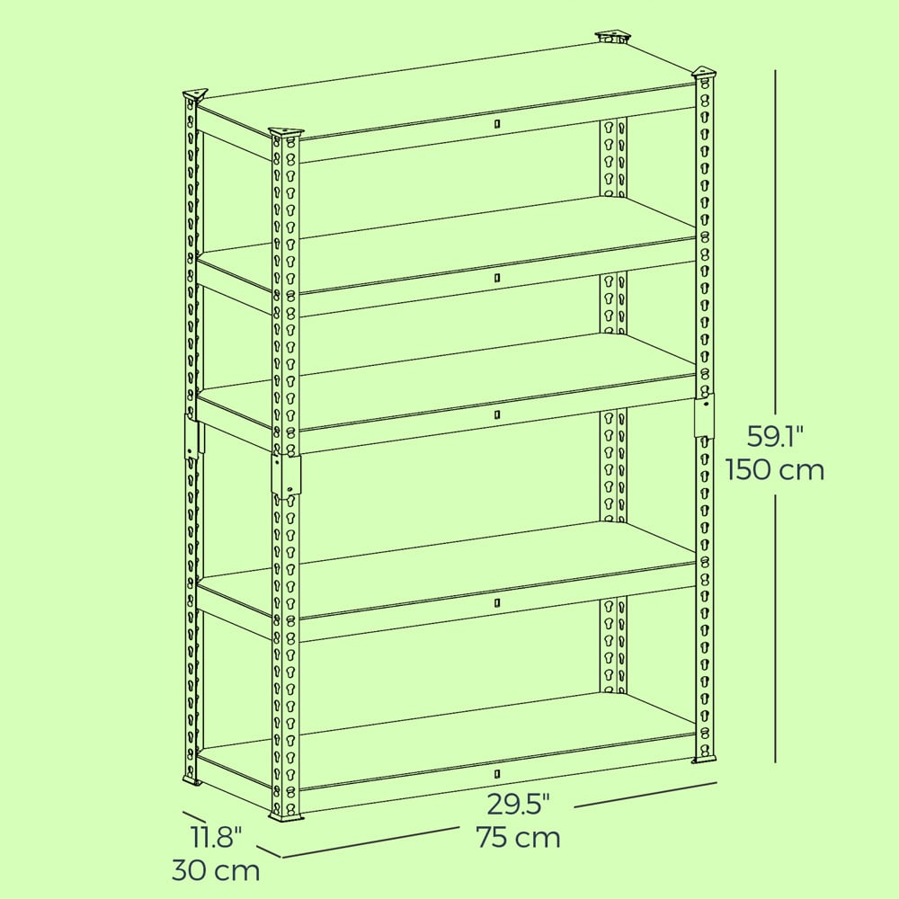2-pack Förvaringshyllor i metall och trä 150cm / förvaringshylla / hyllställ