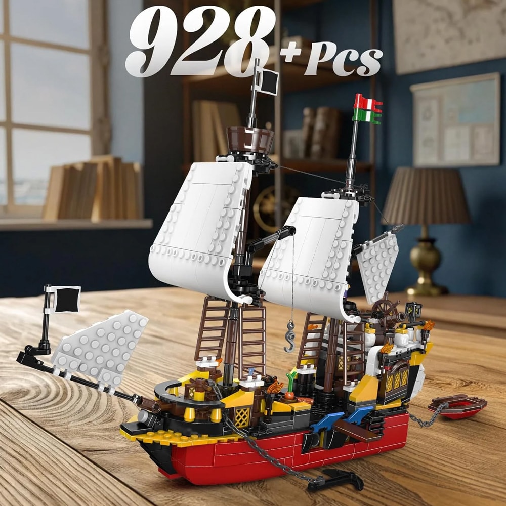 Mould King 10137 byggsats rödskägg sjörövarskepp / byggsats piratskepp / modell skepp
