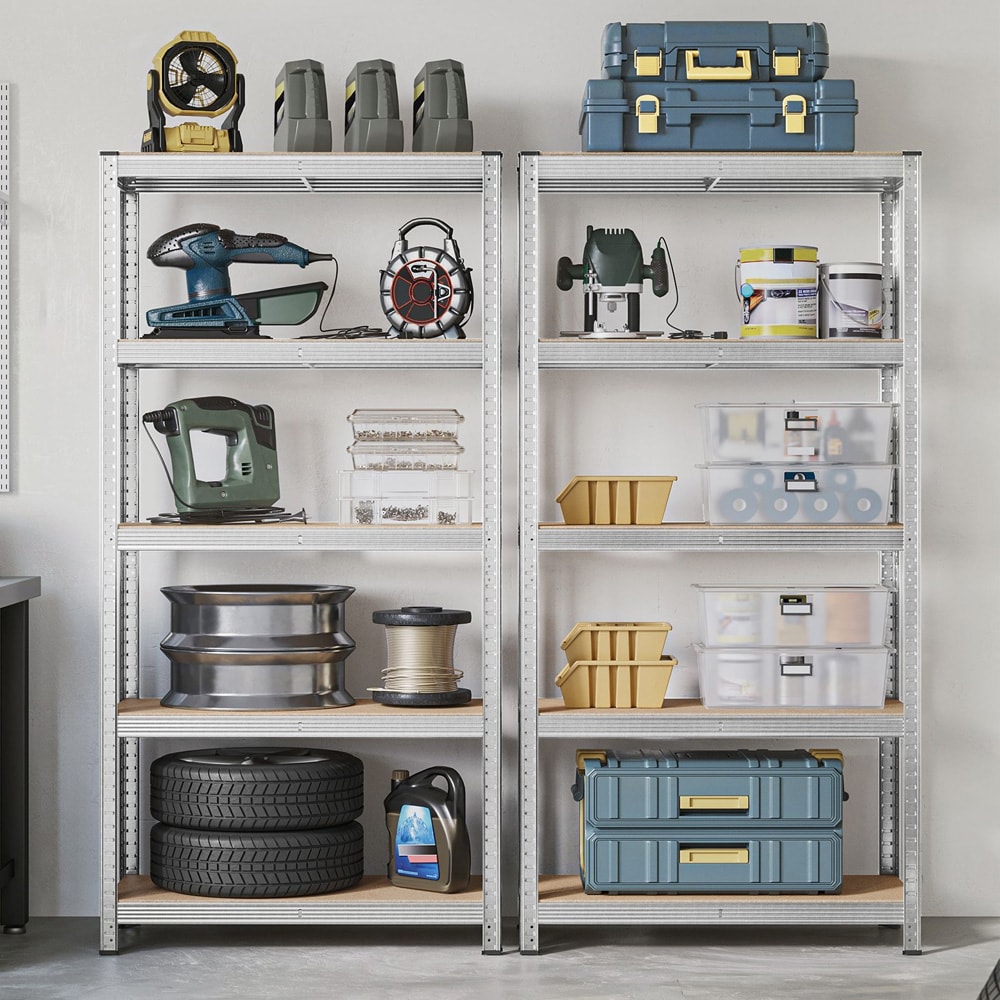 Förvaringshylla med 5 hyllplan 180x90x40cm - Trä/Stål / lagerhylla metall / hyllställ garage