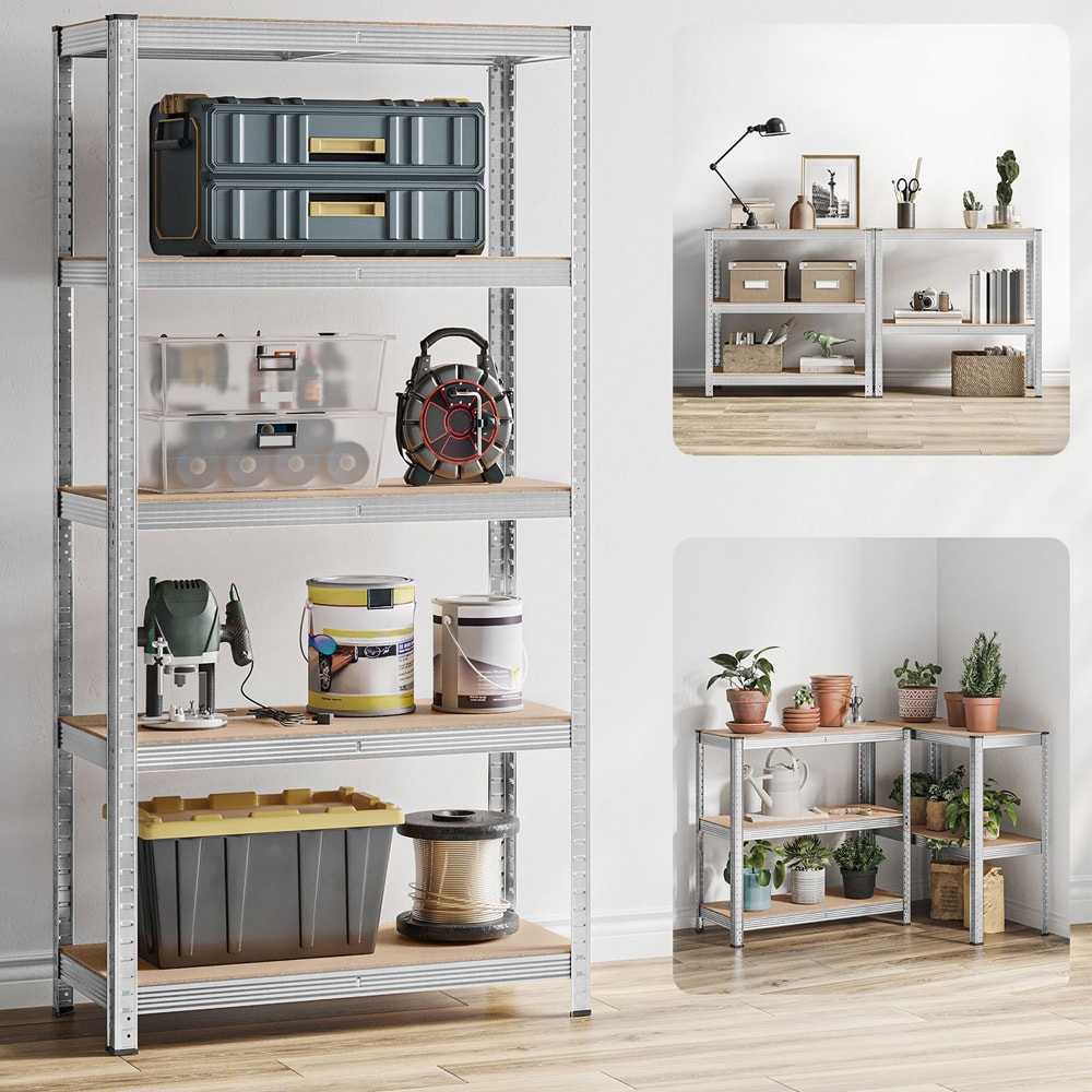 Förvaringshylla med 5 hyllplan 180x90x40cm - Trä/Stål / lagerhylla metall / hyllställ garage