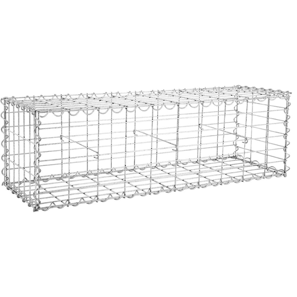 Gabionkorg 100x30x30cm / gabion i galvaniserat stål / stenkorg för mur och trädgård / silver