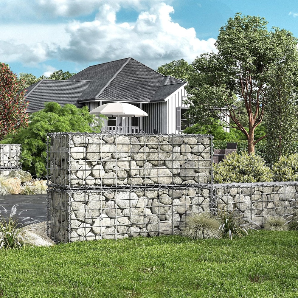 Gabionkorg 100x30x30cm / gabion i galvaniserat stål / stenkorg för mur och trädgård / silver