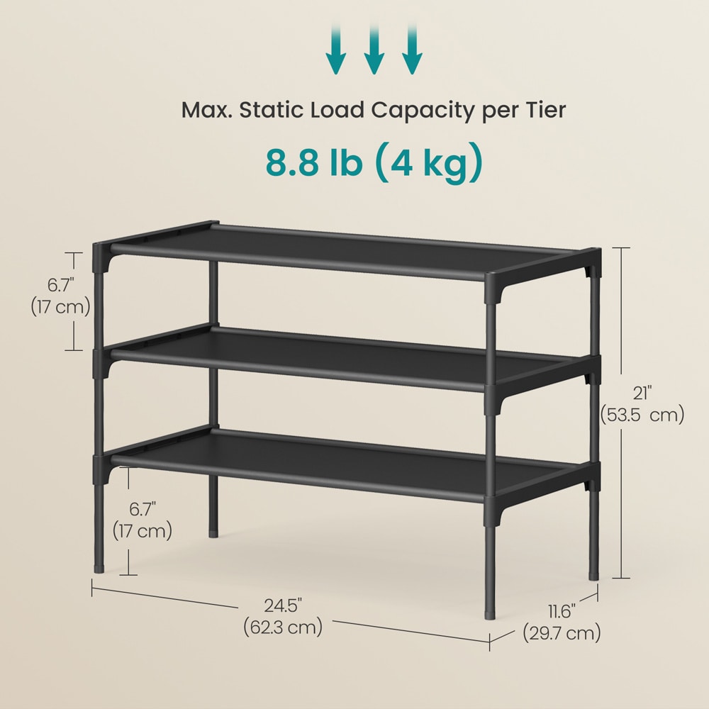 Skoställ med 3 hyllor / skohylla för hall / skoförvaring hyllsystem