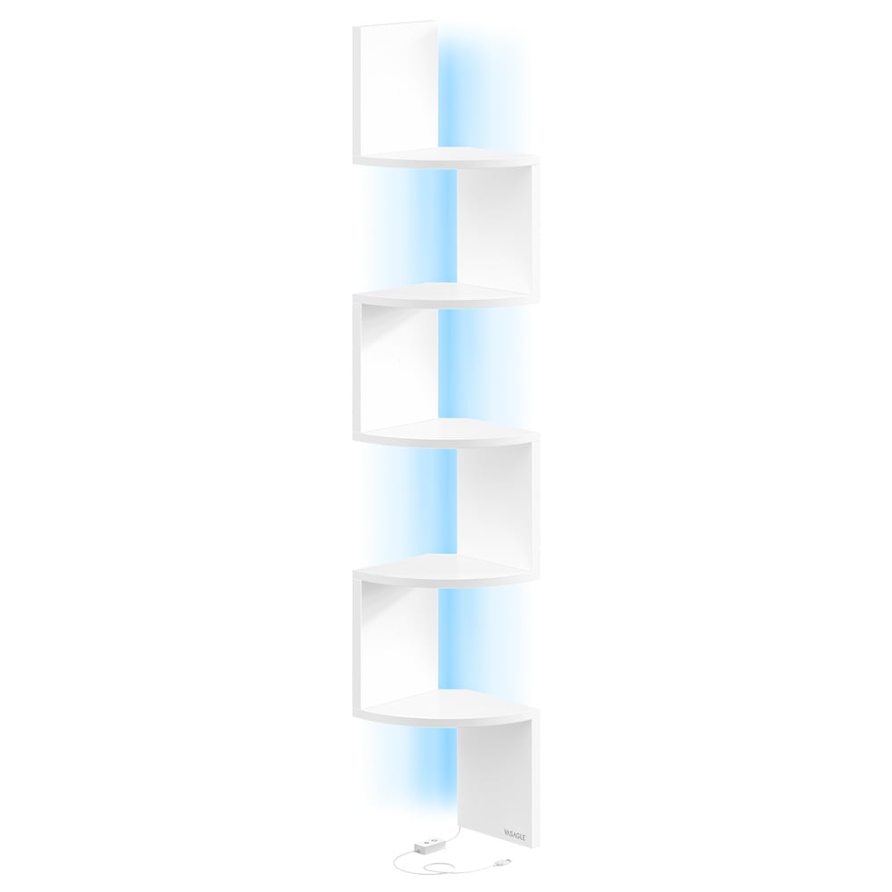 Hörnhylla för väggmontering med RGB LED / svävande vägghylla / vägghörnhylla / hörnbokhylla
