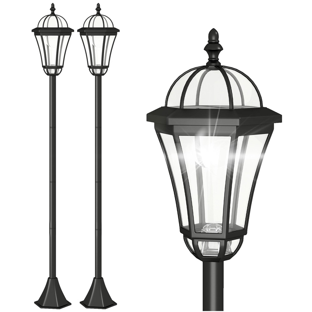Solcellslykta för trädgården 129cm 2-pack / LED-trädgårdslykta med markspett