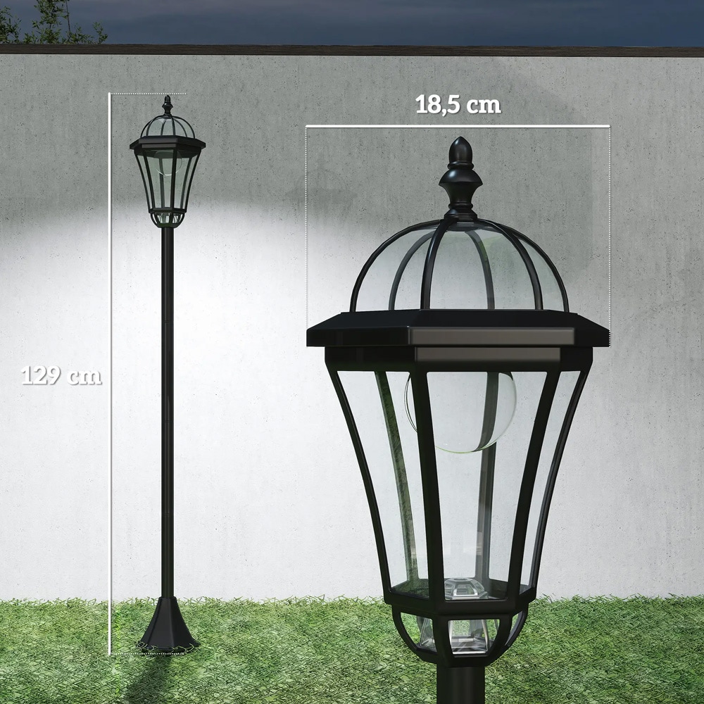 Solcellslykta för trädgården 129cm 2-pack / LED-trädgårdslykta med markspett