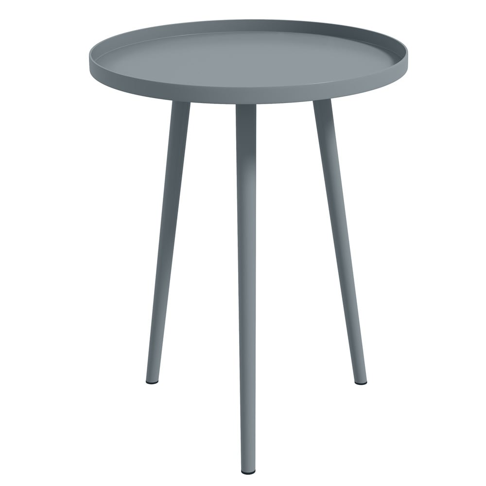 Runt sidobord i metall 40cm - Grå / runt trädgårdsbord i stål
