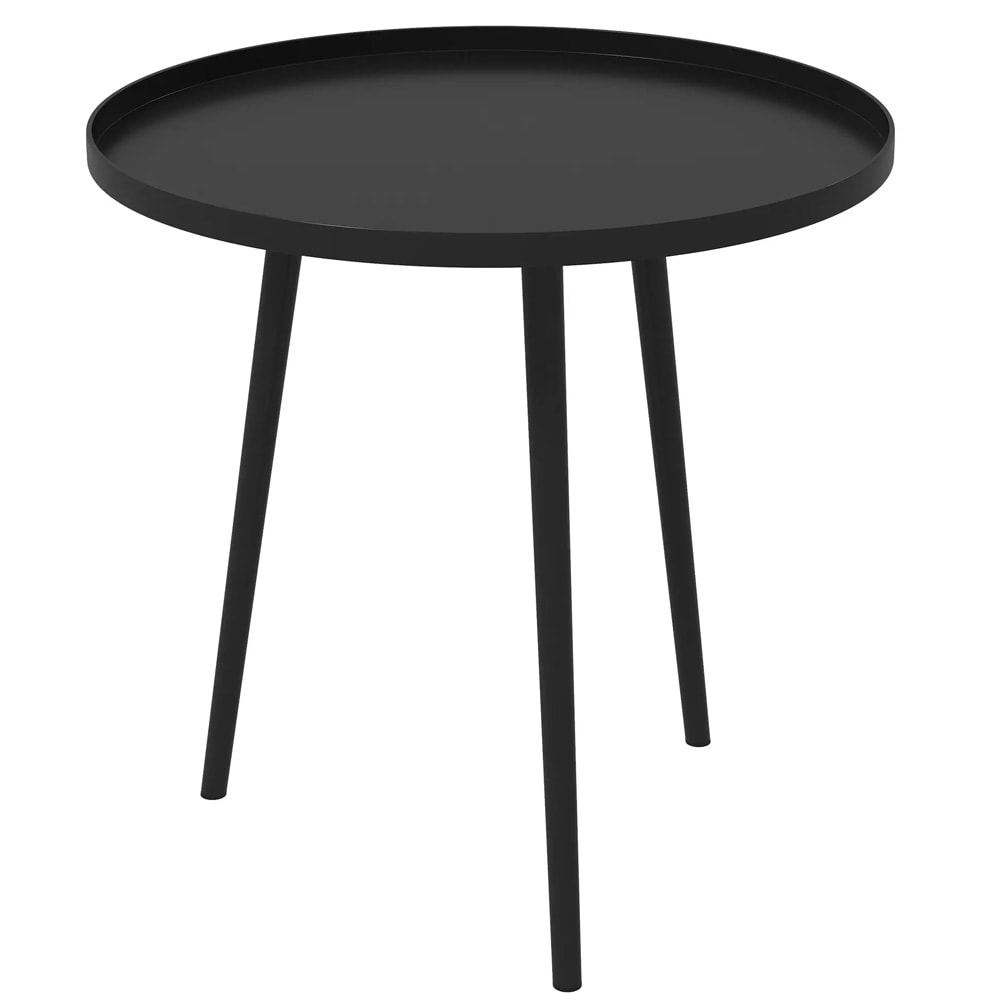 Runt sidobord i metall 40 cm - Svart / Utebord / Balkongbord / Trädgårdsbord