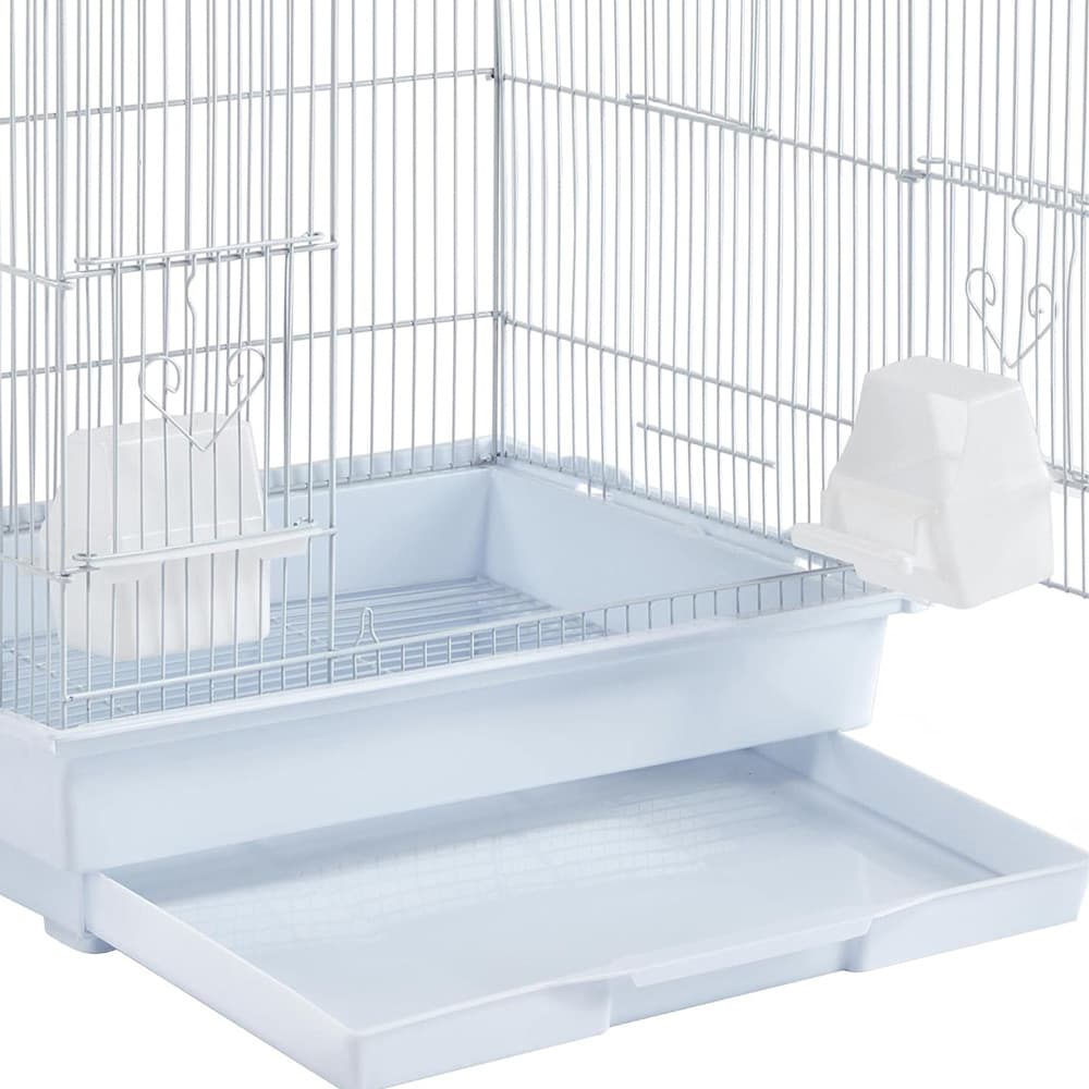 Lintuhäkki 99 x 46 x 35,5 cm valkoinen – suuri häkki undulaateille ja kanarialinnuille, 2 ovea, keinu ja lelut