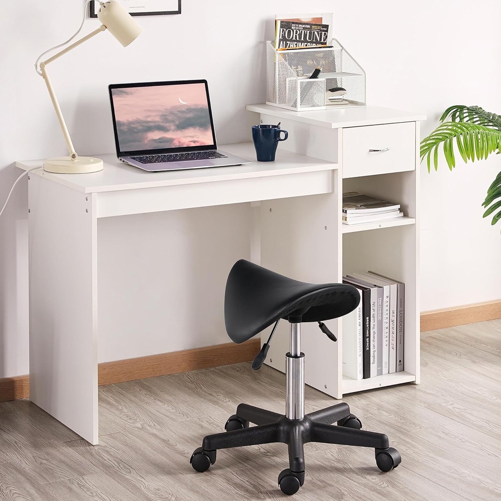 Justerbar sadelpall på hjul - Svart / sadelstol med hjul / arbetsstol ergonomisk