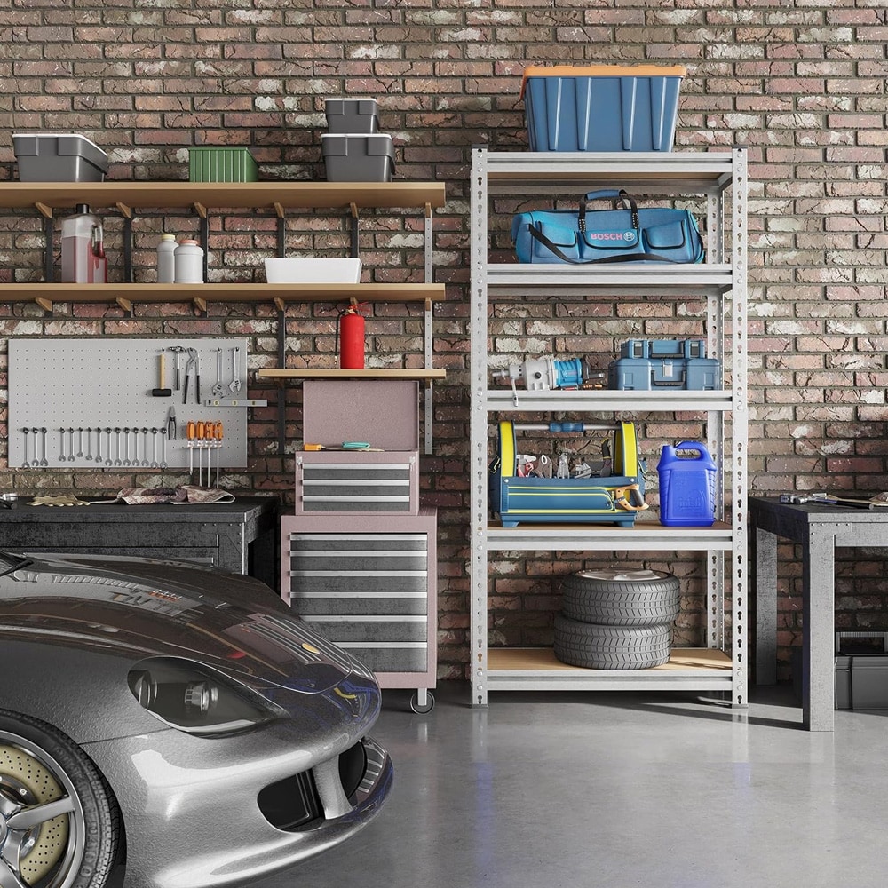 Lagerhylla med 5 hyllplan / metallhylla med justerbara hyllor / förvaringshylla för garage och förråd