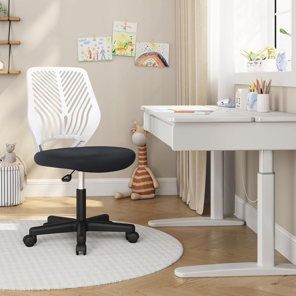 Ergonomisk kontorsstol - Grå / skrivbordsstol utan armstöd med justerbar höjd