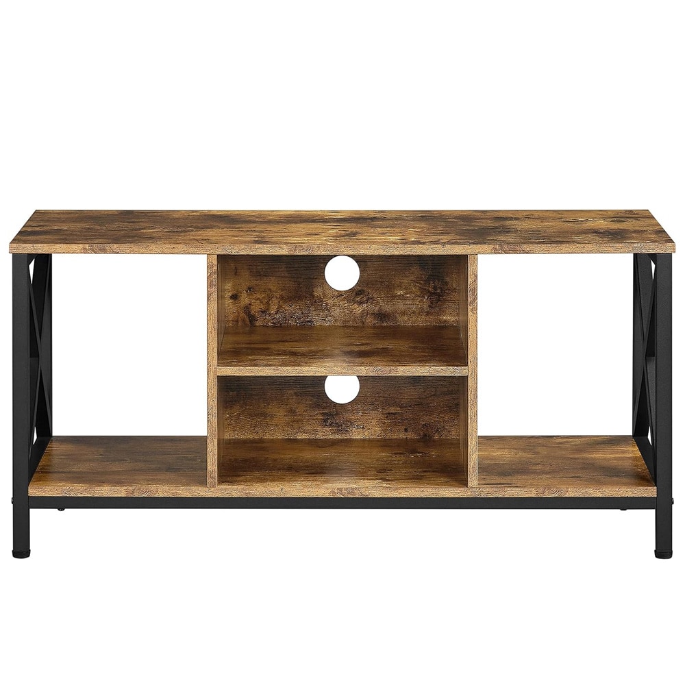 TV-bänk rustik 106 cm / TV-bord industriell stil / mediabänk med öppna hyllor
