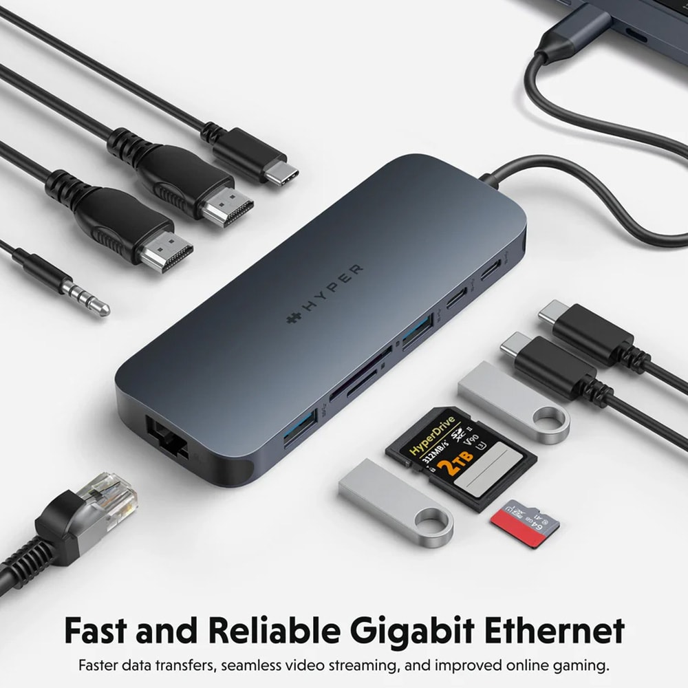 HyperDrive Next Dockningsstation USB-C 11-portar / USB-C-hubb / dual monitor dock