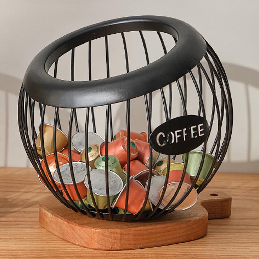 Kaffekorg - förvaring för kaffekapslar - svart / kaffekapselhållare / kapselställ för kaffe