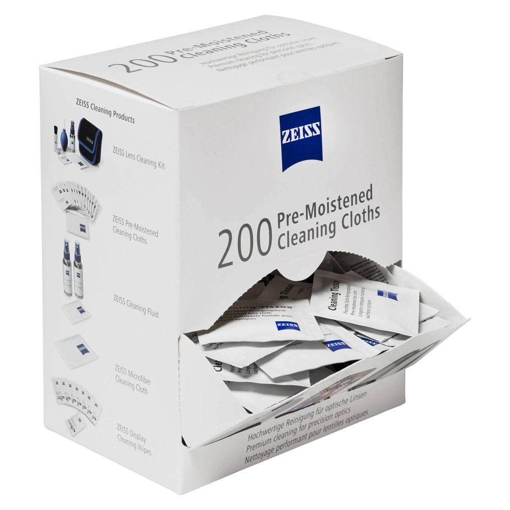 Rengöringsservetter optik 200-pack / förfuktade linsservetter / rengöring för glasögon, kamera och objektiv