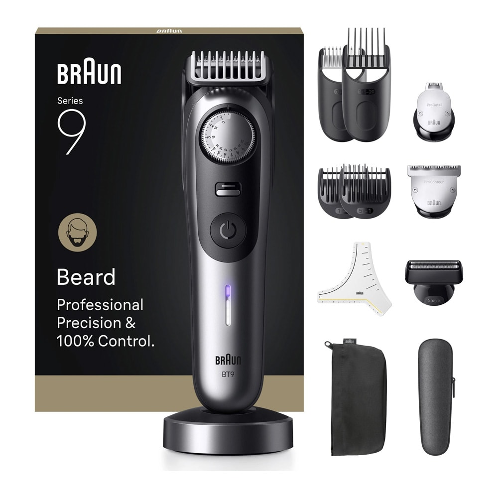 Braun Series 9 BT9560 skäggtrimmer / vattentät trimmer med 52 längdinställningar / ProBlade
