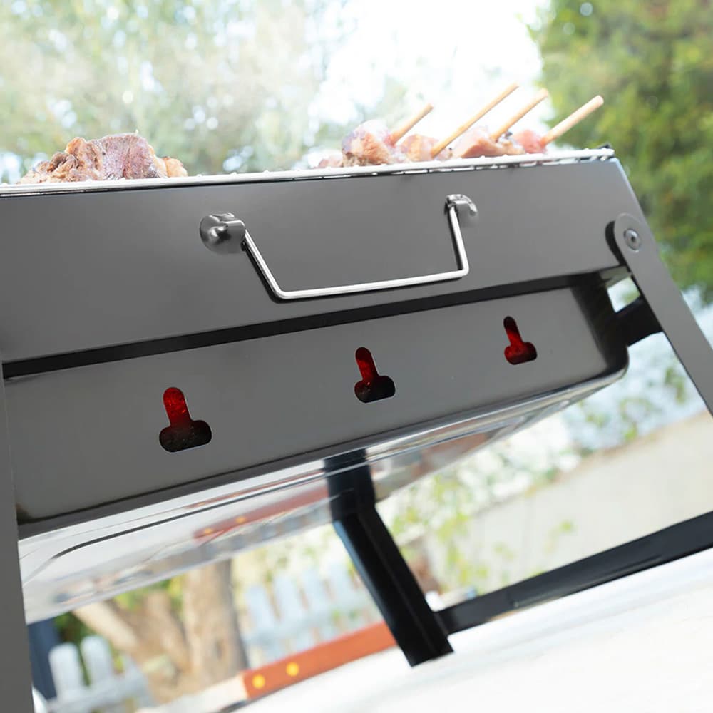 Hopfällbar och bärbar kolgrill / portabel kolgrill / campinggrill med kol