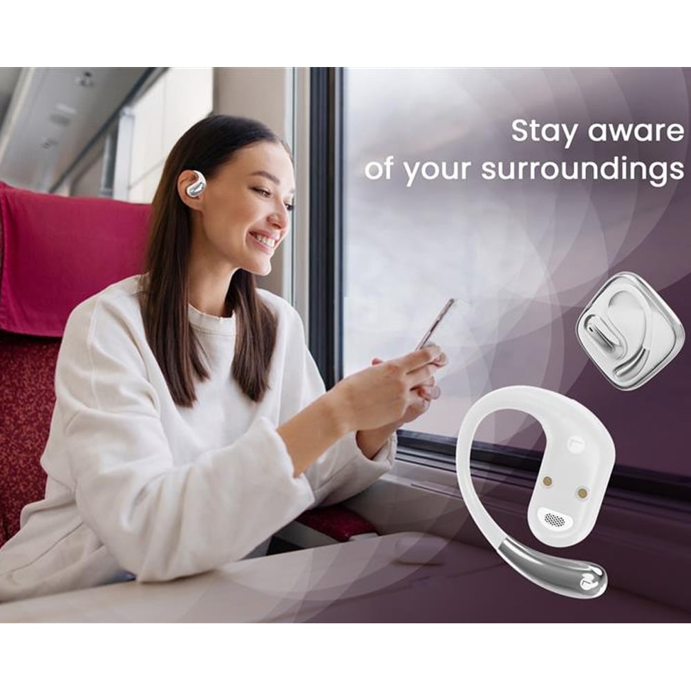 Open-Ear TWS Headset - Vit / öppna hörlurar med öronkrok och laddningsfodral