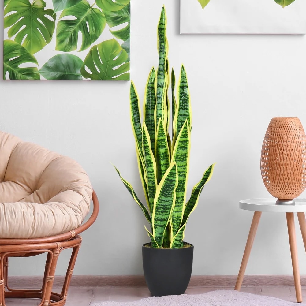 Konstgjord ormväxt 90 cm / konstgjord sansevieria / konstväxt i kruka
