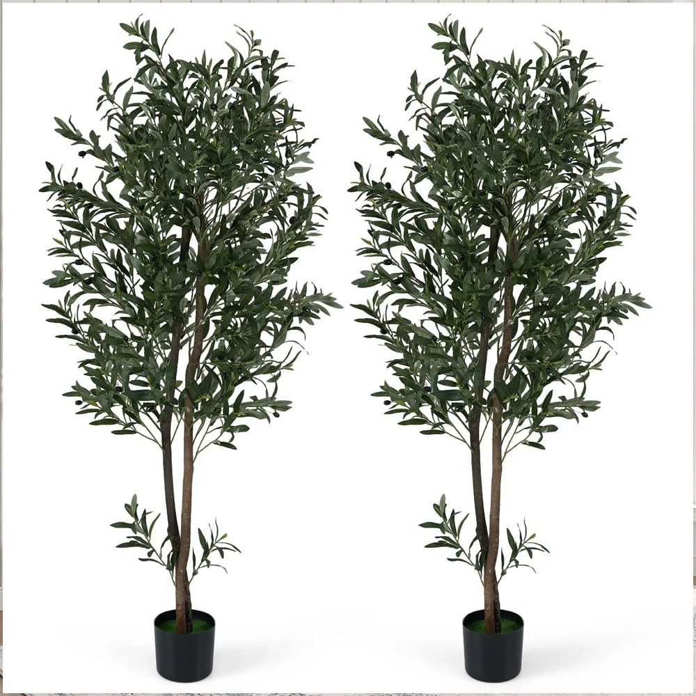 Konstgjorda gröna växter 2-pack 180 cm / konstgjorda olivträd