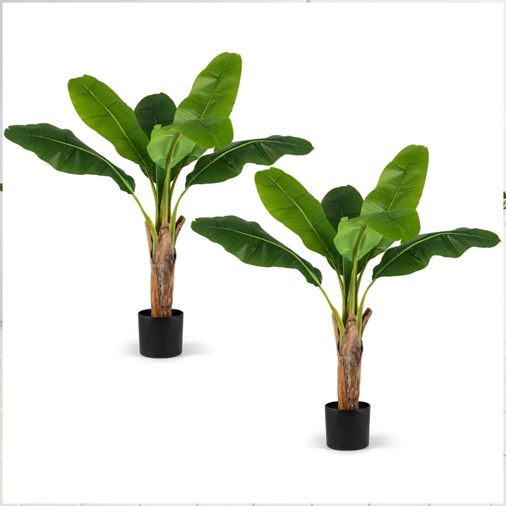 Konstgjorda bananbladsväxter med justerbara grenar 107 cm 2-pack / konstgjorda bananpalmer