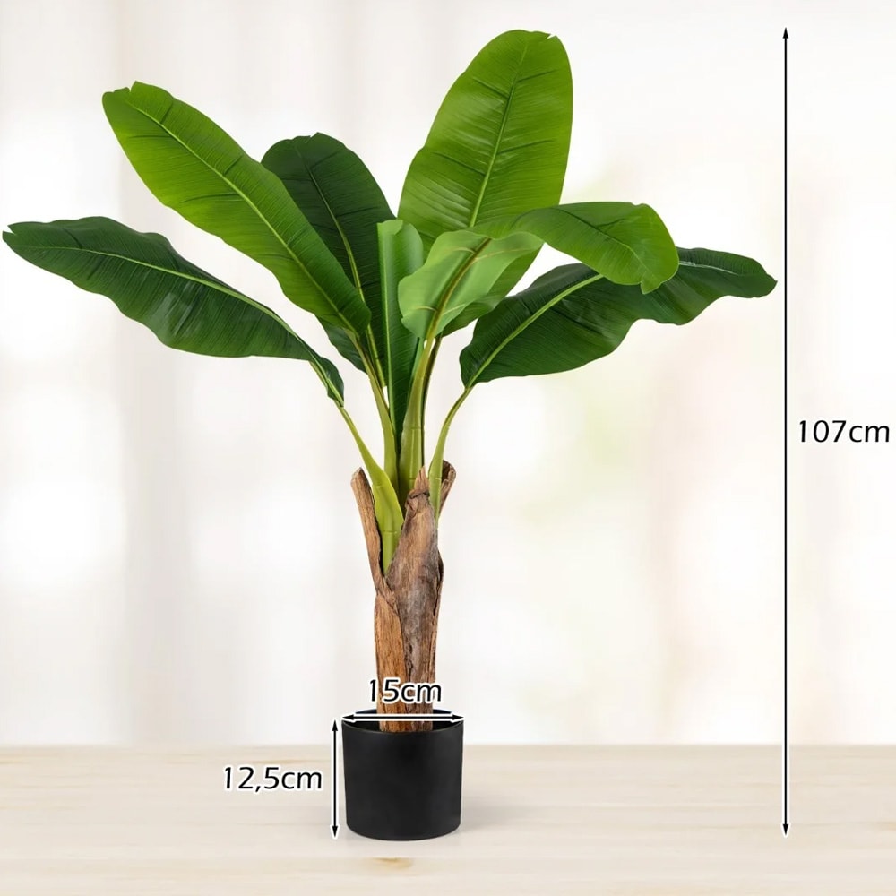 Konstgjorda bananbladsväxter med justerbara grenar 107 cm 2-pack / konstgjorda bananpalmer
